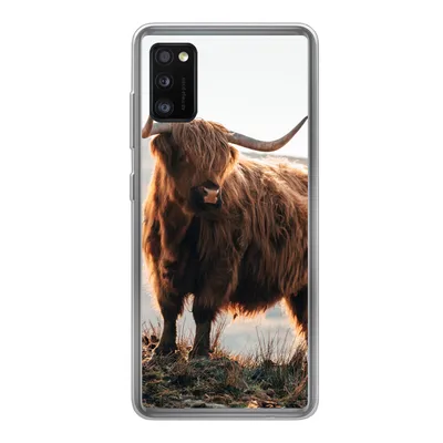 Produktbild von MuchoWow® Handyhülle Schutzhülle Hülle für Samsung Galaxy A41 Schottische Highlander - Tiere - Ländlich - Landschaft - Kuh - Natur Silikon Softcase Handy Hülle - Mobiltelefon