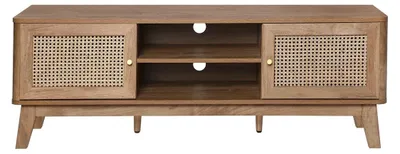 Image de CALICOSY - Meuble TV 2 Portes en Cannage Rotin L140 cm - PALMO