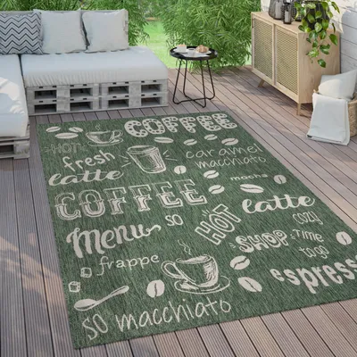 Image de Tapis d'extérieur résistant aux intempéries Balcon Cuisine Motif moderne Avec inscription Dimensions 80 x 250 cm