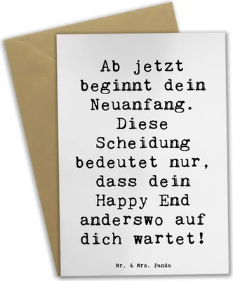 Produktbild von Mr. & Mrs. Panda Klappkarte Spruch Neuanfang Scheidung - Weiß - Geschenk, liebevolle Botschaft, osterkarten, Hochzeit, Mut machen, weihnachtskarten, Grußkarten, Heiraten