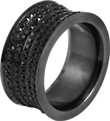 Produktbild von Damenring Ring Fingerring Edelstahl schwarz Steinbesatz Ringgröße: 62