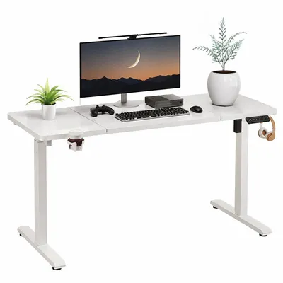 Zdjęcie produktu dla Biurko Elektryczne Regulowane 120x60cm Regulacja Wysokości Gamingowe Białe