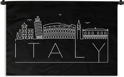 Produktbild von MuchoWow® Wandteppich Wandbehang Stadtbild "Italien" mit schwarzem Hintergrund 150x100 cm Tapisserie Dekoration Wandtuch - Waschbar - Tapisserien - Wand-Decke