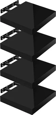 Produktbild von Set mit 4 schwebenden Wandregalen | Schwarz | 25x22,9x3,8 cm