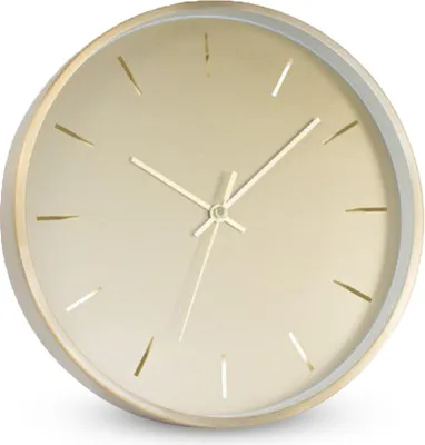 Produktbild von Analoge Wanduhr: Klassisches Design in Gold, Ø 25 cm, Quarzuhrwerk, Metallrahmen und -zeiger