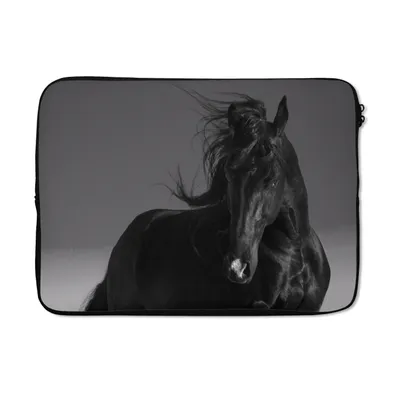 Produktbild von MuchoWow® Laptop Hülle 13 Zoll Pferd - Tiere - Mähne - Schwarz Laptoptasche - Laptophülle - Sleeve - Rundumschutz
