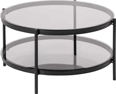 Zdjęcie produktu dla Stolik kawowy - Przydymione szkło - Czarny - Metal - Ø 75 cm
