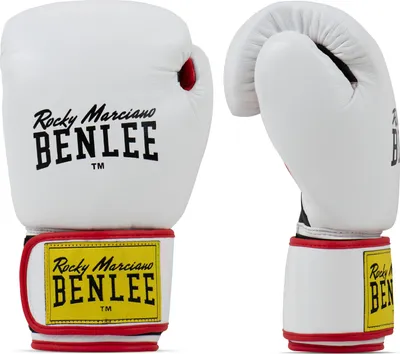 Immagine prodotto di Guantoni da boxe in pelle DRACO Bianco/Nero/Rosso 18 oz BENLEE