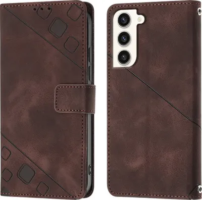Produktbild von Hülle für Samsung Galaxy S23+ Prägung Flip Leder Brieftasche Schutzhülle mit Ständer Braun