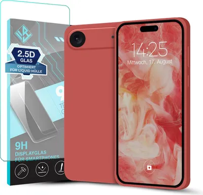 Produktbild von Hülle für Apple iPhone 17 Air mit 9H Displayglas Displayschutz Plus Case Cover Bumper Silikon Softgrip Schutzhülle Farbe: Rot