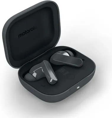 Image de Écouteurs intra-auriculaires sans fil Motorola Moto Buds Bass Bluetooth 5.3 avec son haute résolution, réduction active du bruit (ANC) de 50 dB, technologie CrystalTalk-AI, autonomie de 43 heures, 3 microphones, résistance à l'eau