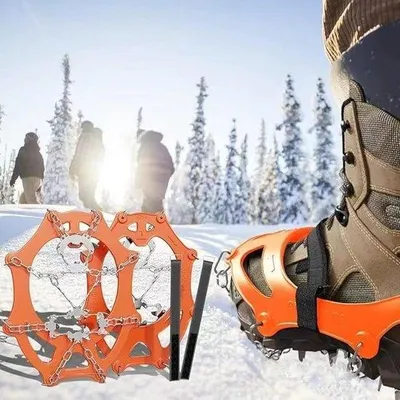 Produktbild von Wintergummischuhe mit Gummikufen, robuste Reibungskette für eisige und schneebedeckte Straßen, Wege und Winterwanderungen, verbesserte Stahlkettengummikufen, Größe L (40-45).