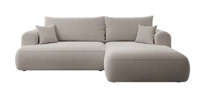Image de Selsey Canapé d'angle OVO avec fonction sommeil, coffre de lit, ottomane à droite, housse Boucle en beige foncé