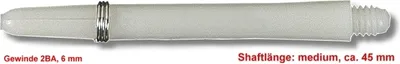 Obrázok produktu pre 10 Set Dart Shaft Nylon + Ring medium, ca. 45 mm, weiß