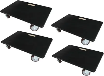 Produktbild von Profi Transportroller Hercules 40x60 cm Schwerlast bis 500 kg mit 4 Gummirollen & Griff, Sperrholzplatte mit Gummibelag rutschfest, 4er Set Rollbrett für Möbel Umzug Werkstatt Möbelroller