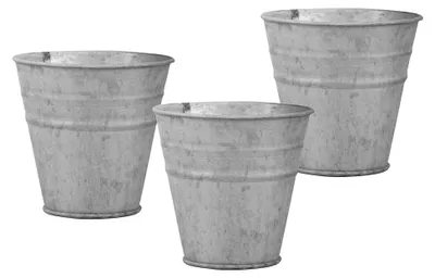 Produktbild von Blumentopf Set Zink 3 Stück Pflanztopf Zinktopf Vintage Ø 12,5 cm