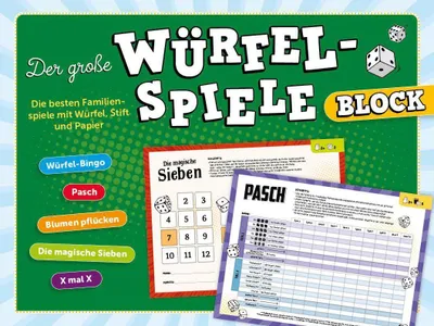 Produktbild von Würfelspiele-Block mit über 200 Spielvorlagen, inkl. Regelerklärungen für Familienabende