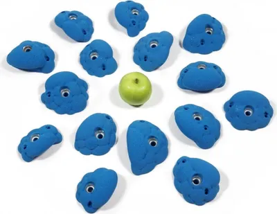 Produktfoto von Jugs Konglomerat M in Blau; umgeben von einer grünen Apfel; auf weißem Hintergrund.