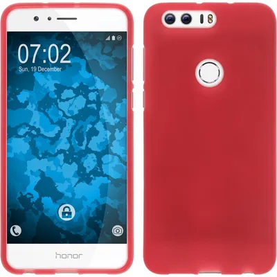 Produktbild von PhoneNatic Case kompatibel mit Huawei Honor 8 - rot Silikon Hülle matt + 2 Schutzfolien