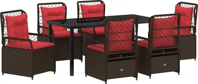 Immagine prodotto di vidaXL Set da pranzo da giardino 7 pezzi in polirattan marrone