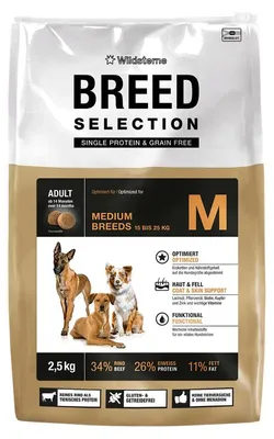 Produktbild von Wildsterne Breed Adult M | Optimiert für mittelgroße Hunde (Idealgewicht zwischen 15 und 25 kg) | optimal für sensible Hunde | 2,5kg