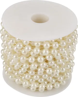 Immagine prodotto di Ghirlanda di perline, rotolo di 10 m, lucida, 8 mm, beige, per decorazioni di matrimonio, fai da te, decorazioni per finestre