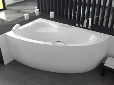 Produktbild von Badewanne NATALIA PREMIUM 150x100 mit Füßen , mit Siphon und Schürze, linke