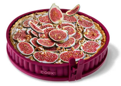 Immagine prodotto di Tortiera da quiche da 26 cm con fondo in vetro, stampo in silicone per torte, color rosso scuro