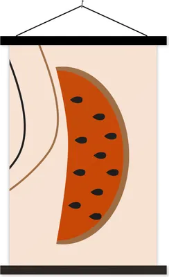 Produktbild von MuchoWow® Textilposter Sommer - Wassermelone - Pastell 60x90 cm mit schwarzem Rahmen - Poster Wohnzimmer