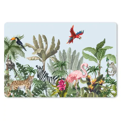 Produktbild von MuchoWow® Schreibtischunterlage Dschungel - Flamingo - Affe - Jungen - Mädchen - Kinder 60x40 cm - XXL Mauspad - Großes Mauspad