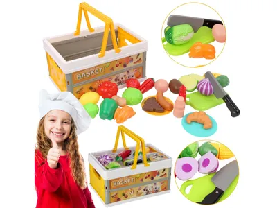 Obrázek produktu pro Kuchyňská sada potravin v košíku, nákupní košík pro děti