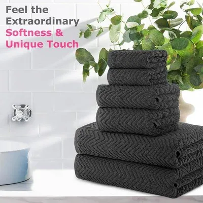Obrázek produktu pro Ibenzoa® Sada 6 ručníků – 2x 70x140 cm, 2x 40x70 cm, 2x 30x30 cm, bavlna, 550 g/m², vysoká savost, ideální do koupelny a wellness