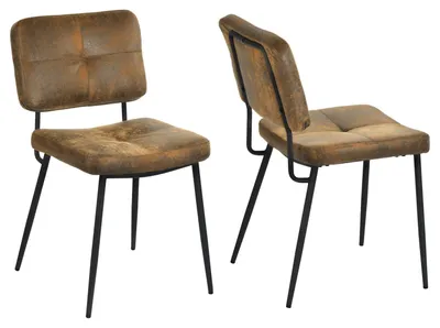 2er-Set Retro-Esszimmerstühle, Wildleder, Metallbeine, 45x54x82 cm
