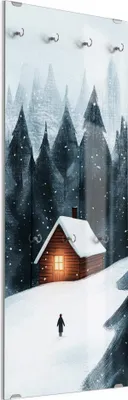 Produktbild von DEQORI Kleiderhaken aus Glas 50x125 cm 'Heimkehr durch den Schnee' Wand Garderobe Haken