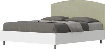 Produktbild von ITYHOME - Bett mit Lattenrost 160x190 Bettgestell Esche weiß Bett-Kopfteil mit Mikrofaserbezug Grün Antilia
