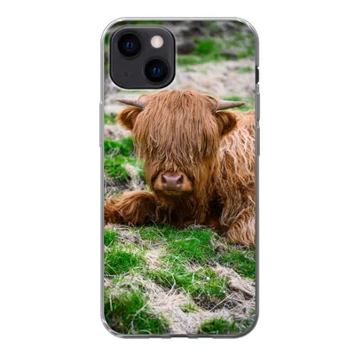 Produktbild von MuchoWow® Handyhülle Schutzhülle Hülle für iPhone 13 mini Schottischer Highlander - Heu - Gras Silikon Softcase Handy Hülle - Softcase