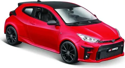A red Toyota GR Yaris 2021 model car with black accents.
