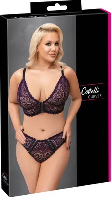 Produktbild von Cottelli CURVES - Spitzen BH Set lila, verstellbare Träger