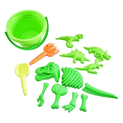 Obrázok produktu pre Hračka do piesku s dinosaurami, vedierkom, náradím a 11 formičkami