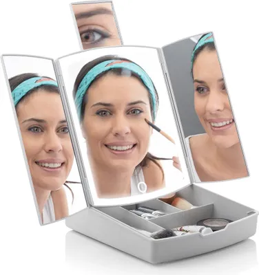 Produktbild von Faltbarer Schminkspiegel mit 3-in-1-LED-Licht für Reisekosmetik