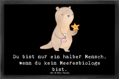 Produktbild von Mr. & Mrs. Panda fußmatte Meeresbiologe Herz 40 x 60 cm - Schwarz - Geschenk, Lustig, Schmutzfangmatte, Sauberlaufmatte, Witzig, Spruch, Studium, Schmutzmatte, Türmatte