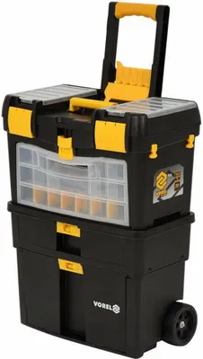 VOREL Werkzeugwagen mit 3 Segmenten und herausnehmbarem Organizer 46x22x62/84 cm