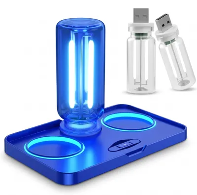 Produktbild von USB-A Retro Glühbirne aus Glas mit Wolframfaden, Kabellose tragbare Nachtlicht Lampe - CARBULB Blau