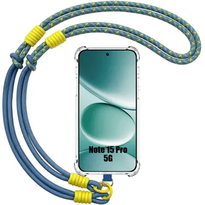 Image de Coque pour Xiaomi Redmi Note 15 Pro 5G, Antichoc Anti-Rayures Transparent avec Bandoulière Bleue