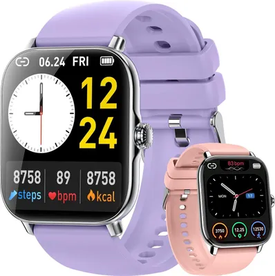 Produktbild von Smartwatch Damen Herren Armbanduhr Bluetooth Anrufe Pulsmesser Herzfrequenz blutdruckmessung Schrittzähler IPX8 Wasserdicht 20 Sportmodi Android IOS