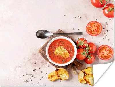 Produktbild von MuchoWow® Poster Tomate - Suppe - Küche - Kräuter 160x120 cm - Foto Plakat
