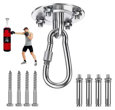 Produktbild von Deckenhaken für Hängesessel, Edelstahl Halterung bis 400 kg, Schwerlast Deckenhaken für Hängematten und Boxsäcke