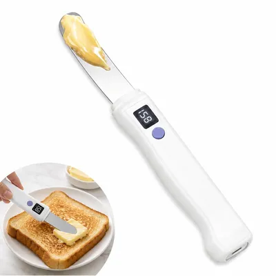 Produktbild von Kabelloses Buttermesser mit Heizfunktion, USB-C wiederaufladbar, wasserdichter Butterstreicher, weiß