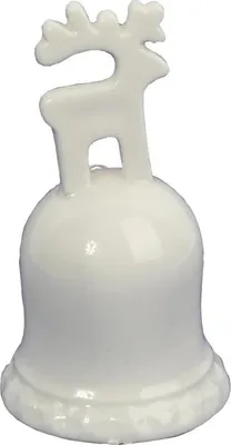 Zdjęcie produktu dla Dzwonek Ceramiczny ze Szkliwionego Ceramiki z Figurką Renifera na Świąteczny Stół - Biały