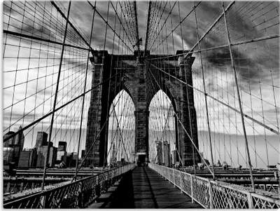 Produktbild von ARTland Leinwandbild Brooklyn Bridge - schwarz/weiss Größe: 60x45 cm